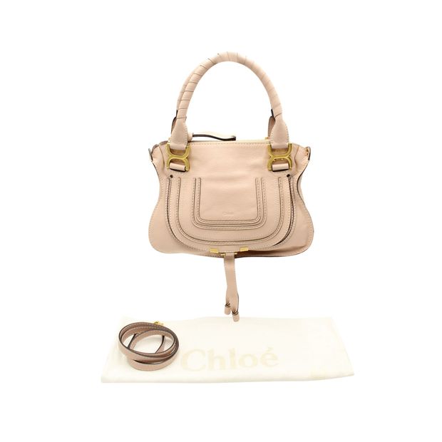 Chloe Marcie Small Double Carry Tote Bag in 'Sandy Beige' Leather