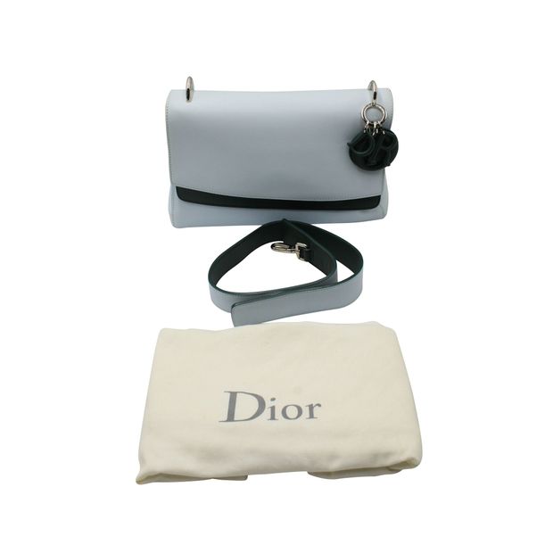 Dior Be Dior Double Flap Shoulder Bag in Blue Leather