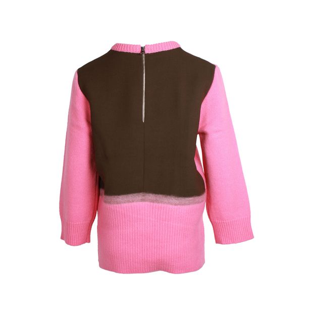 Marni Ribbed Knit Sweater in Pink Wool