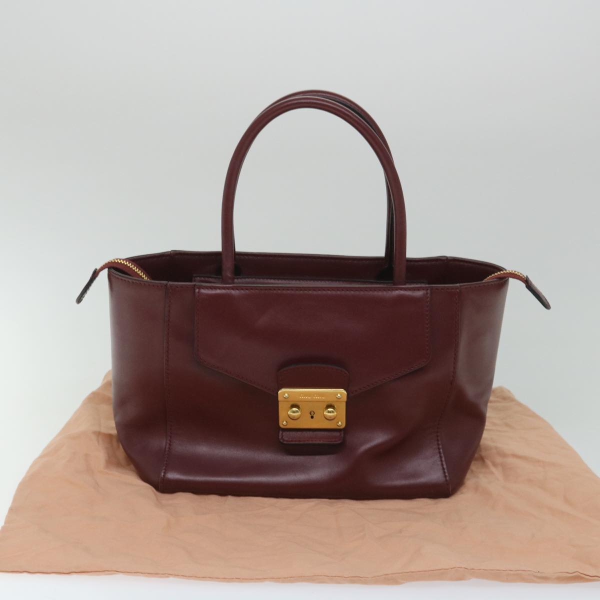 Miu Miu Hand Bag Leather Red Auth Am5105