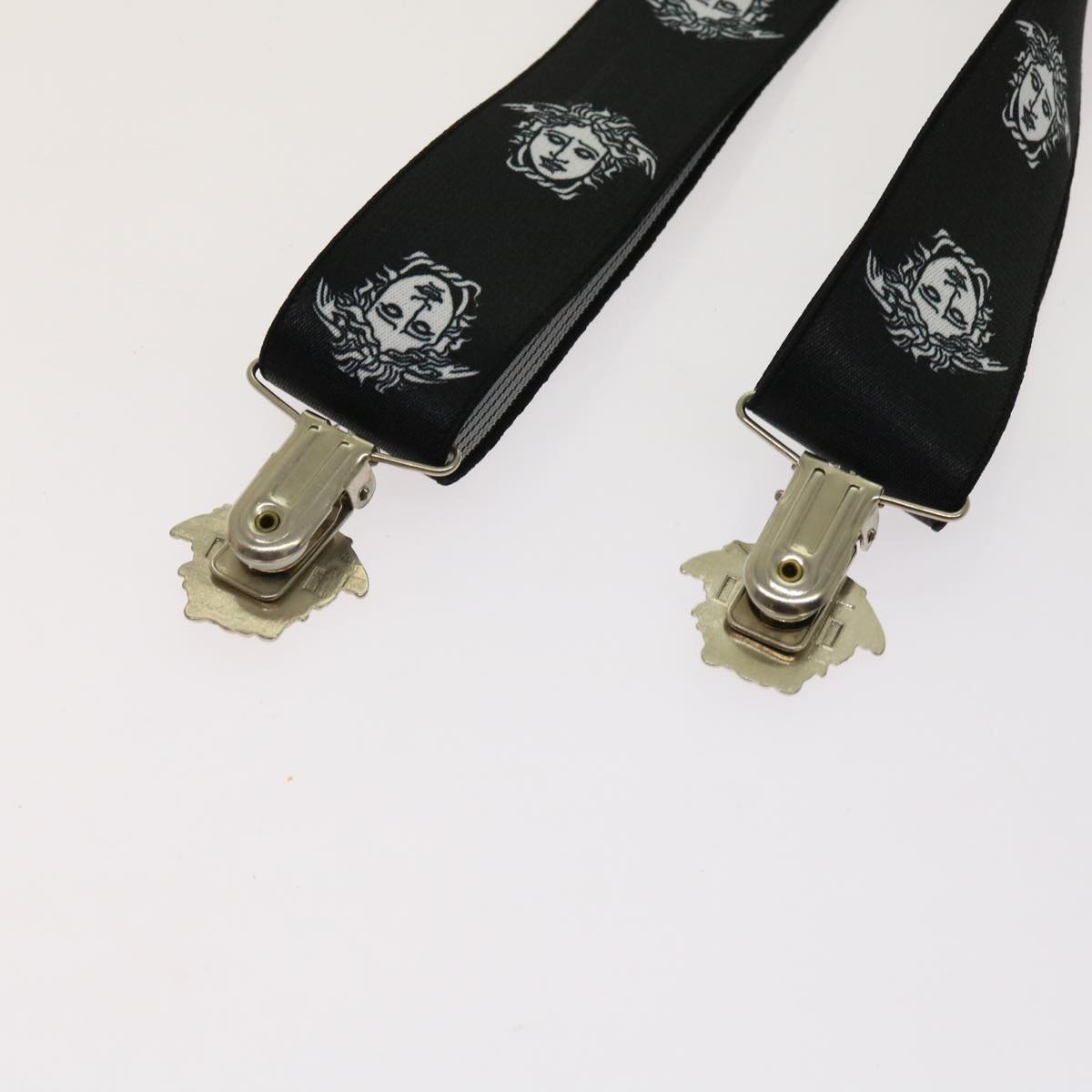 Versace Medusa Suspenders Belt Black White Auth Am5306