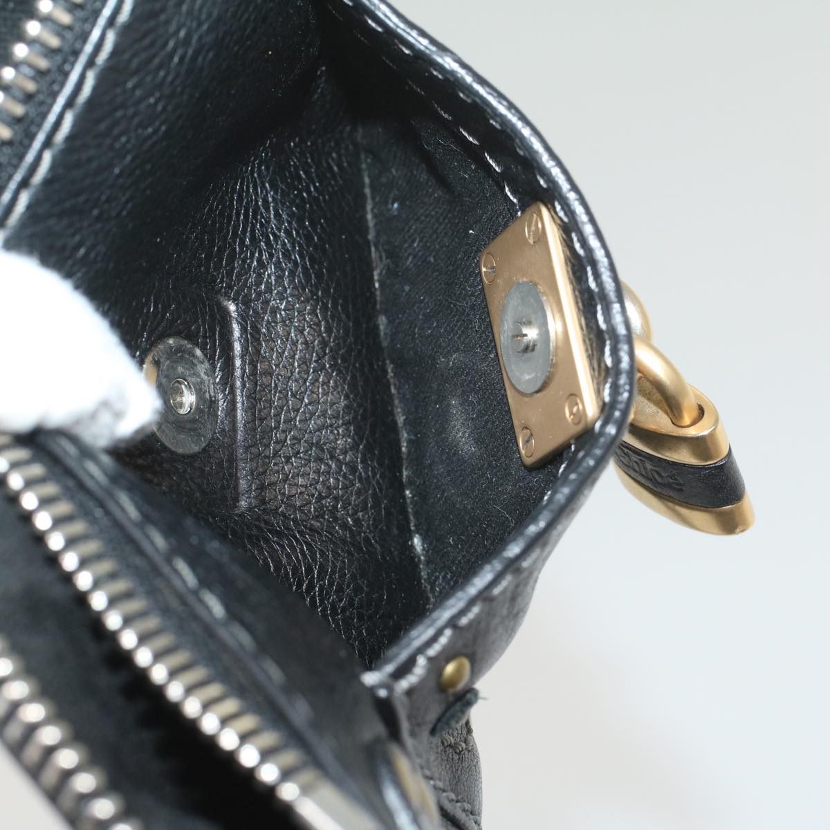 Chloe Paddington Accessory Pouch Leather Black 01 08 51 5267 Auth Ar10407