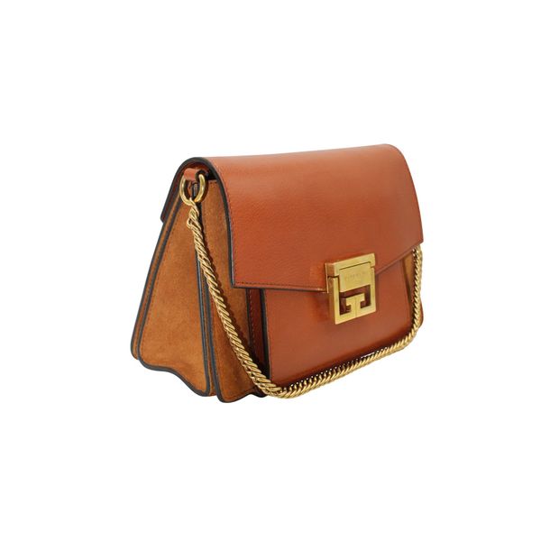 Givenchy GV3 Medium Shoulder Bag in Chestnut Brown Leather and Suede