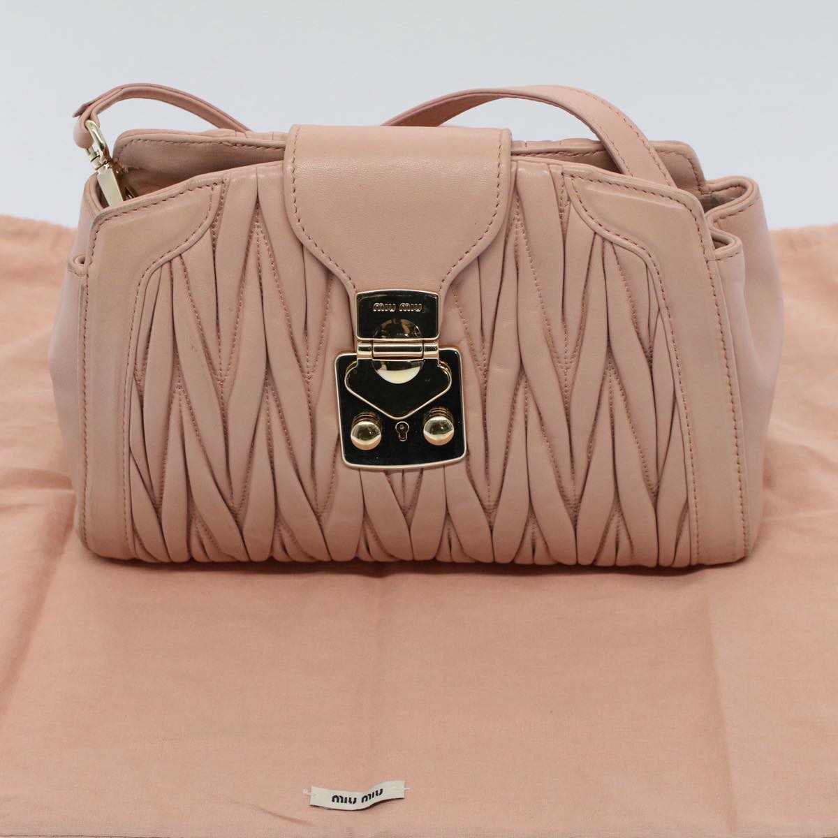 Miu Miu Materasse Shoulder Bag Leather Pink Auth Bs8321