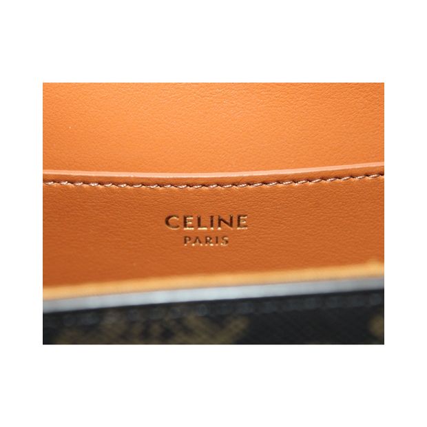 Celine Clutch on Strap Tabou in Tan Triomphe Canvas and Calfskin Leather