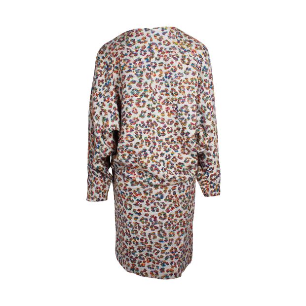 Chloe Leopard Print Long Sleeve Dress in Multicolor Animal Print Viscose
