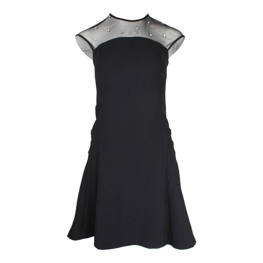 Sandro Embellished Mini Dress in Black Polyester