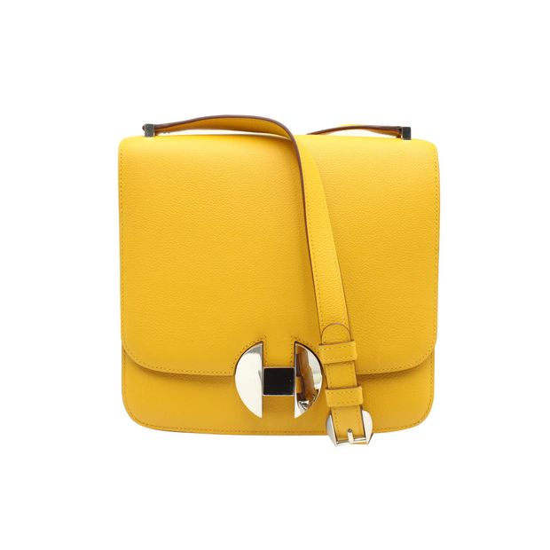 Hermes Evercolor 2002 20 Shoulder Bag in 'Jaune Ambre' Mustard Yellow Leather