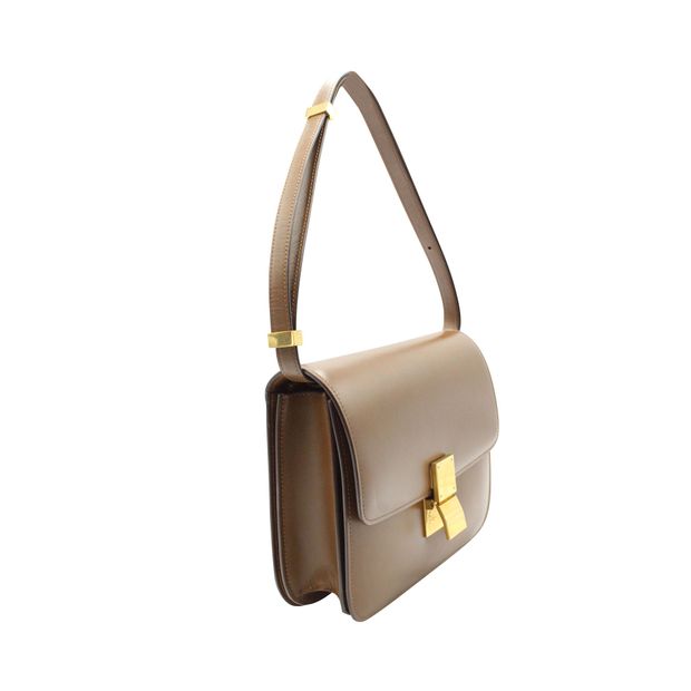 Celine Medium Box Bag in Brown Calfskin Leather