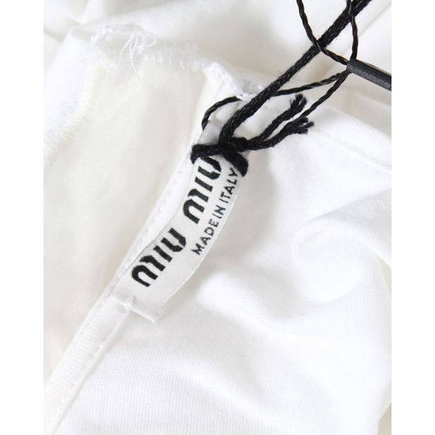 Miu Miu Ruffled Collar Shirt in White Cotton