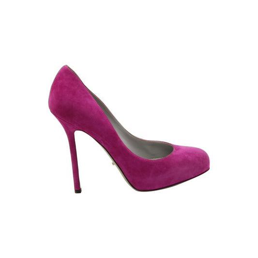 Sergio Rossi Almond Toe Pumps in Pink Suede