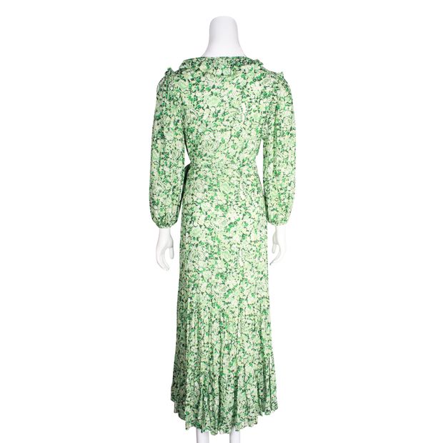 Green Floral Wrap Dress