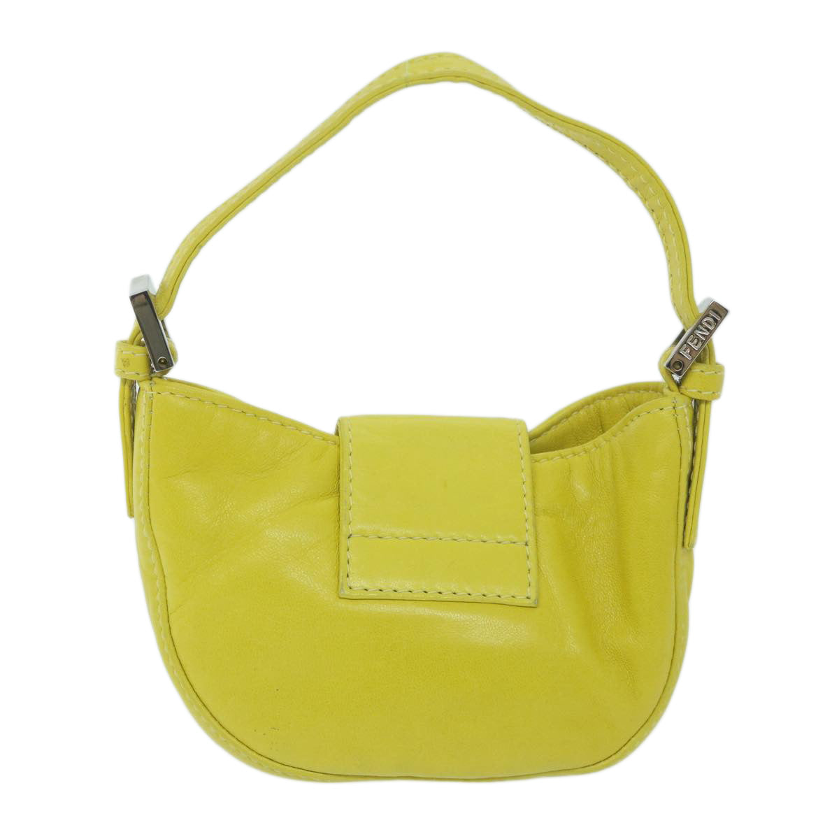 Fendi Mini Croissant Hand Bag Leather Yellow Auth Yk10174a