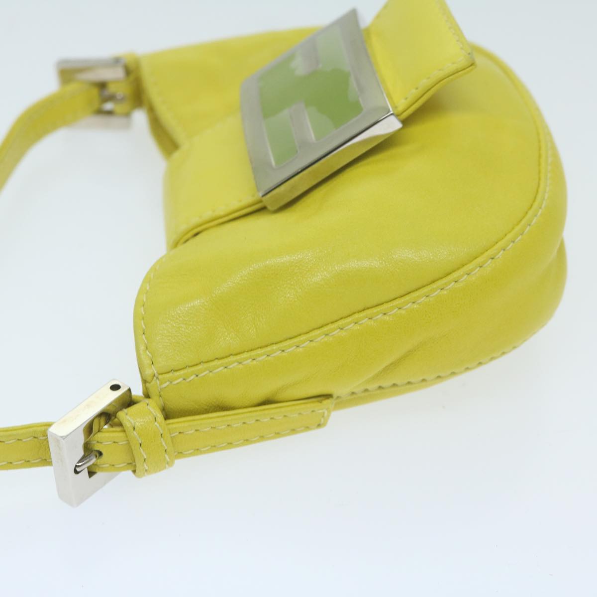 Fendi Mini Croissant Hand Bag Leather Yellow Auth Yk10174a