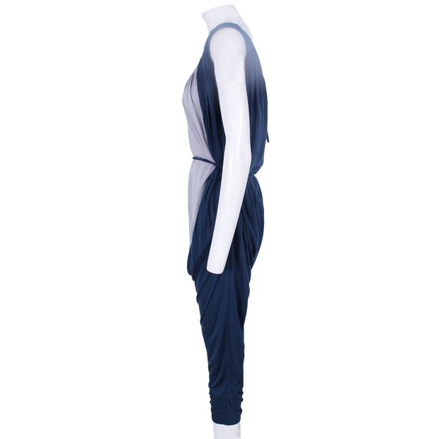 TSUMORI CHISATO Blue Draped Sleeveless Jumpsuit