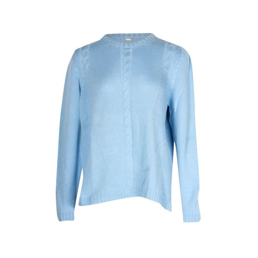 Miu Miu Cable-Knit Sweater in Blue Cashmere