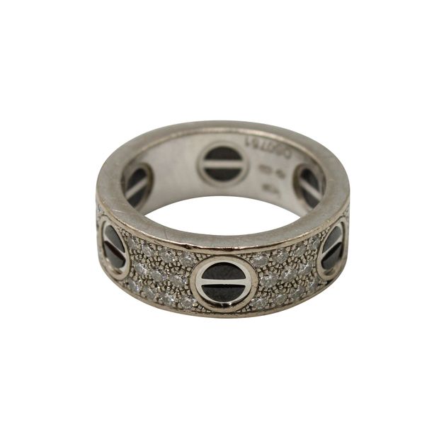 Cartier Love Ring In White Gold With Black Ceramic And Diamonds