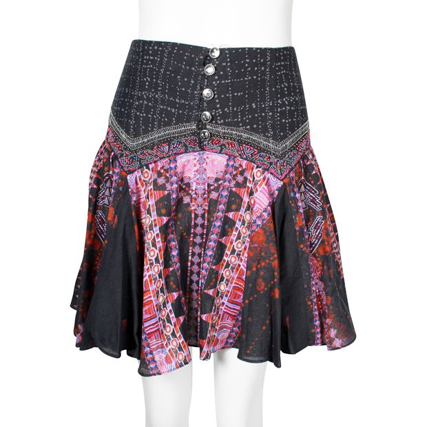Colorful Mini Skirt with Silver Buttons