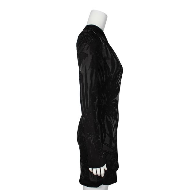 Balmain Thick Black And Dark Grey Slim Fit Dress With Shoulder Pads