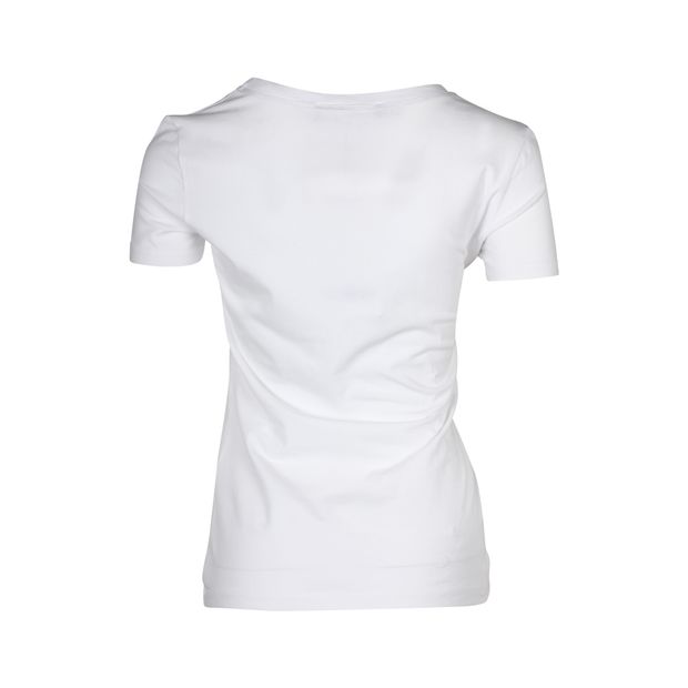 Love Moschino Flower Logo T-Shirt in White Cotton