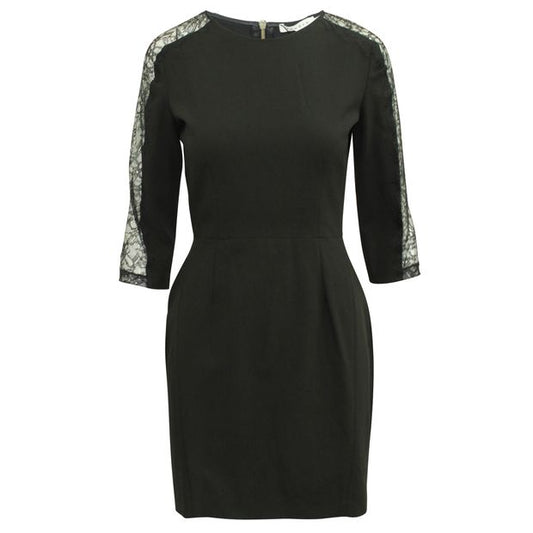 Mini Black Dress with Lace Sleeves