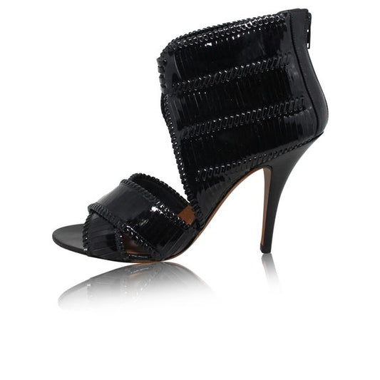 GIVENCHY Black Patent Open Toe Heels