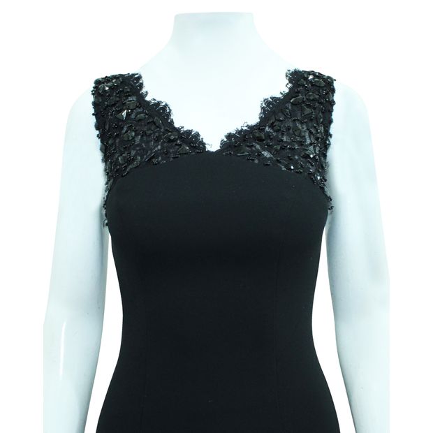 Monique Lhuillier Black Dress With Crystals
