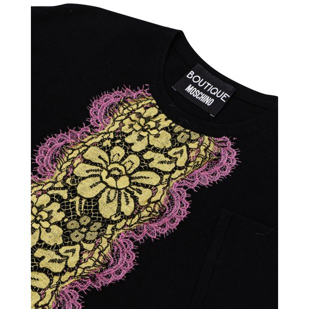 MOSCHINO BOUTIQUE Moschino Lace Panel T Shirt