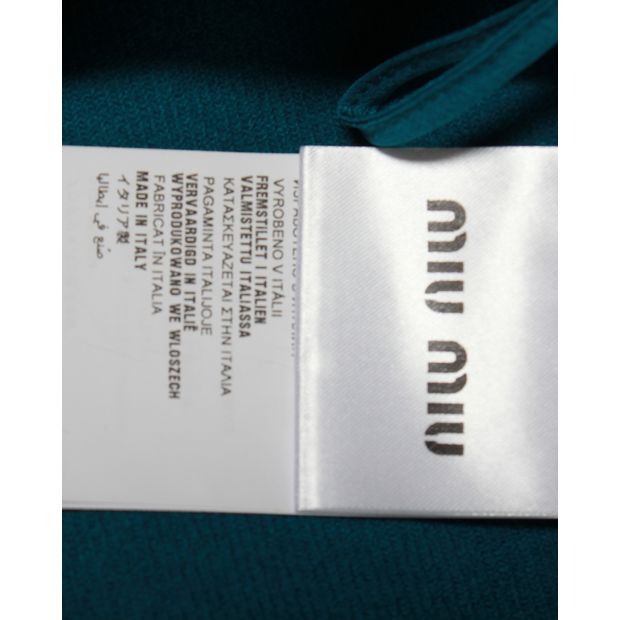 Miu Miu A-line Mini Skirt in Teal Wool