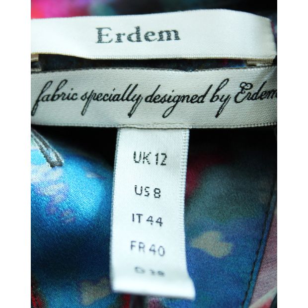 ERDEM Printed Silk Collared Top