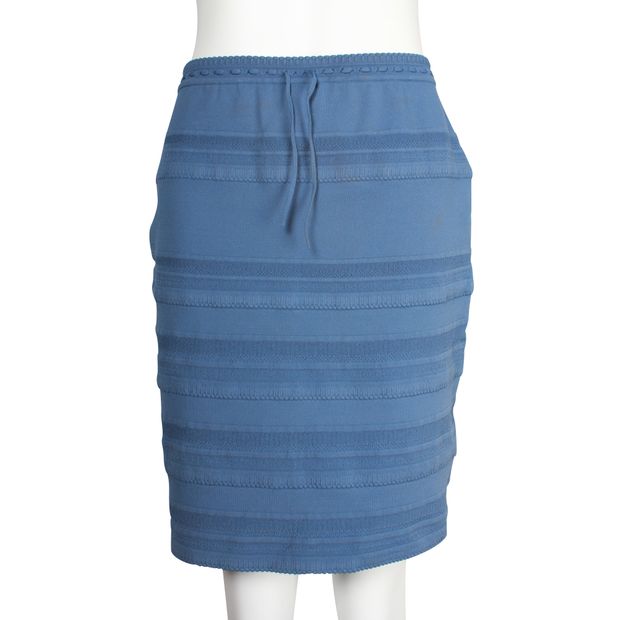 Alaia Indigo Blue Elastic Textured Skirt