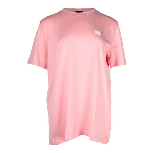 Acne Studios Face Patch T-Shirt in Pink Cotton