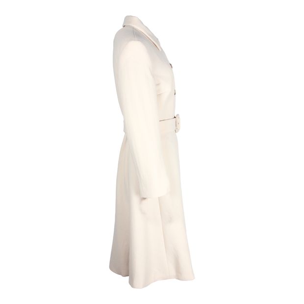 Miu Miu Belted Coat in Cream Virgin Wool