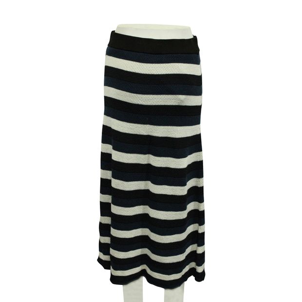 SONIA RYKIEL Blue, White & Black Striped Skirt