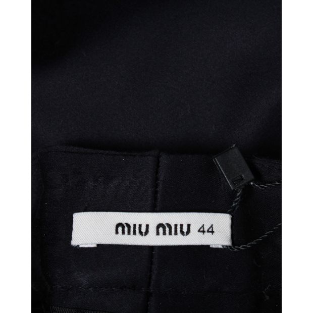 Miu Miu Straight-Leg Pants in Navy Blue Cotton