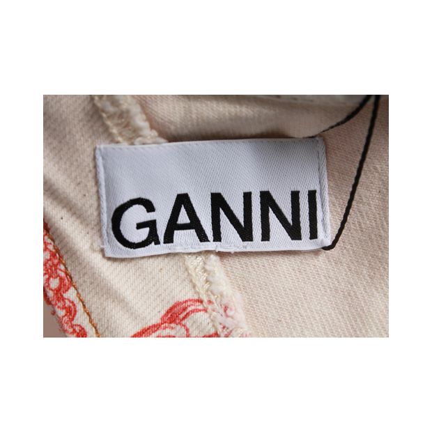 Ganni Red Shell Print Denim Dress