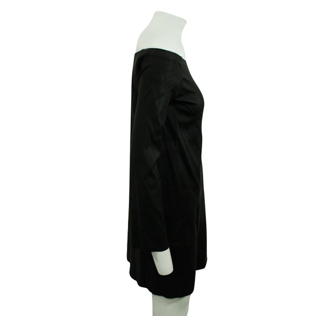 Scanlan & Theodore Stretch Leather Off Shoulder Dress