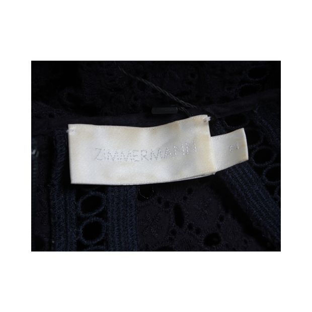 Zimmermann Navy Blue Lace Short-Sleeved Dress