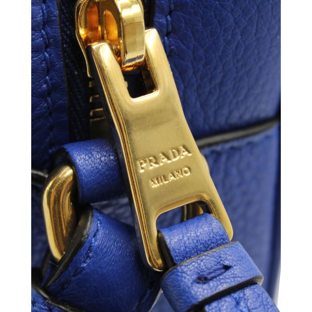 Prada Bandoliera Saffiano Blue Leather Cross Body Bag