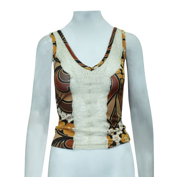 D&G Brown Print Top with Embroidery