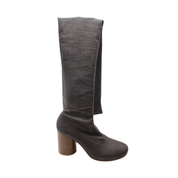 Maison Margiela Mid-thigh Boots in Dark Grey Canvas