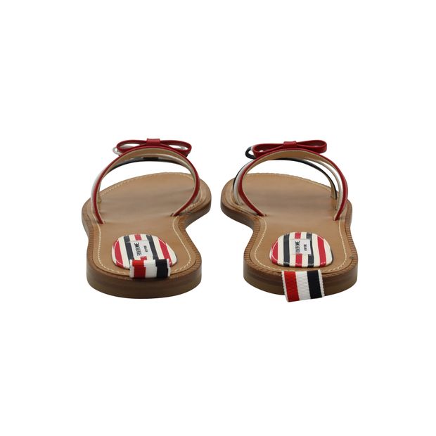 Thom Browne Red, White & Blue Leather Bow Sandals