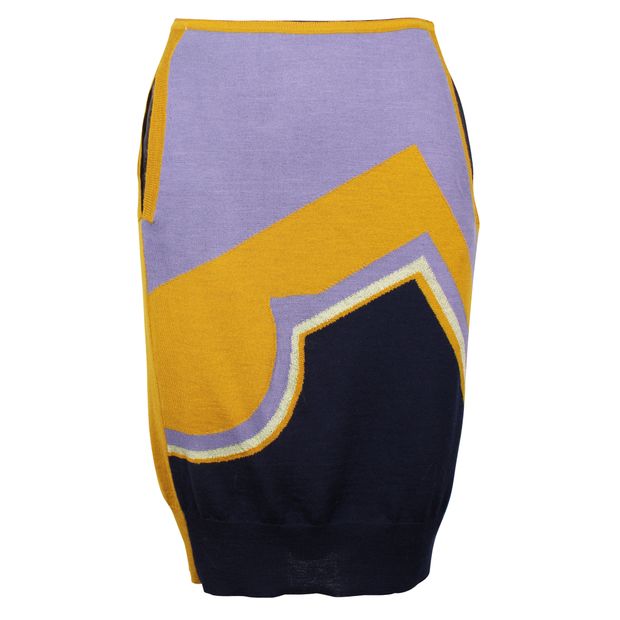 DRIES VAN NOTEN Geometric Color Block Skirt