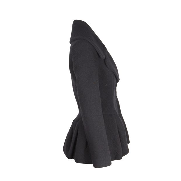 Alexander McQueen Peplum Coat in Black Wool