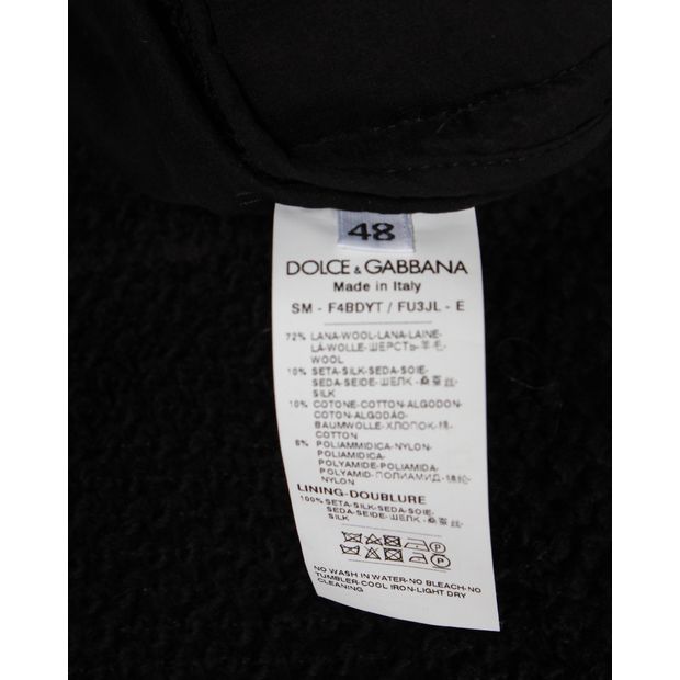 Dolce & Gabbana Crochet-Trimmed Boucher Skirt in Black Wool
