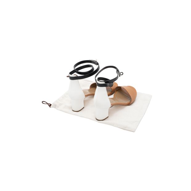 HERMÈS Tricolor Leather Manege Ankle Wrap Sandals