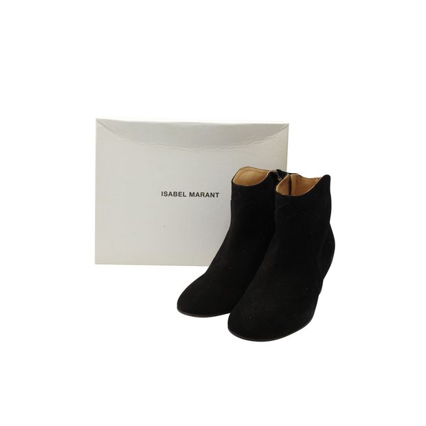 Isabel Marant Dicker Ankle Boots in Black Suede