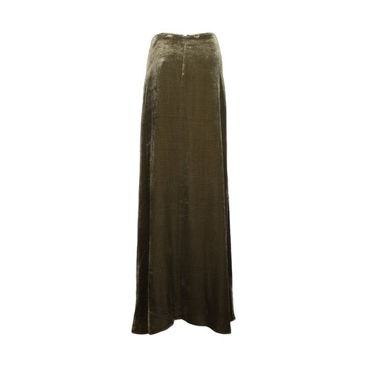 Etro Maxi Skirt in Olive Green Velvet