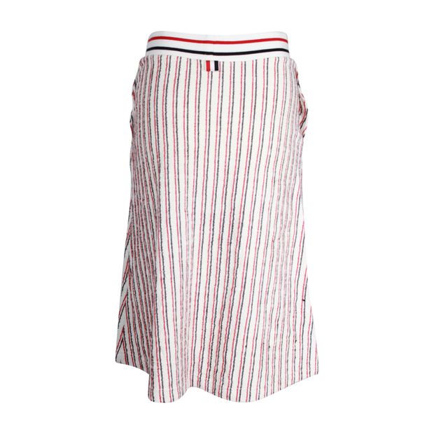 Thom Browne Striped Midi Skirt in Multicolor Cotton