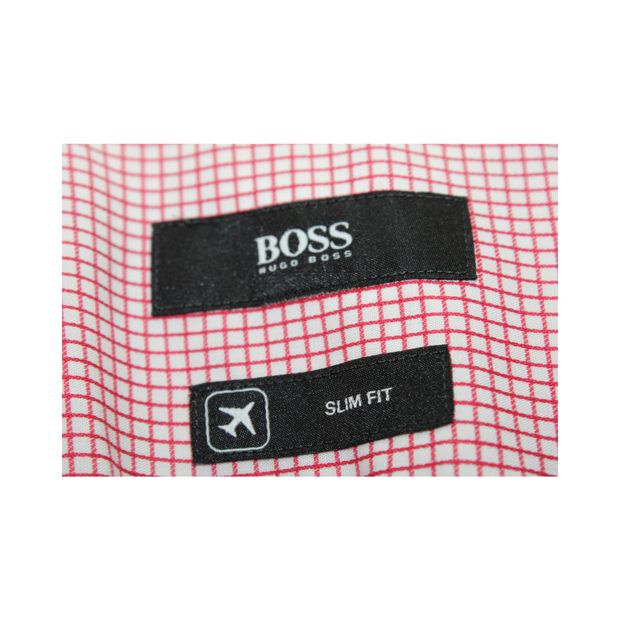HUGO BOSS Red & White Checked Business Shirt